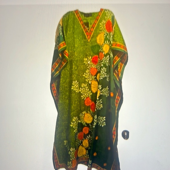 Denim Dress Tropical Style Size Free - Picture 2 of 5